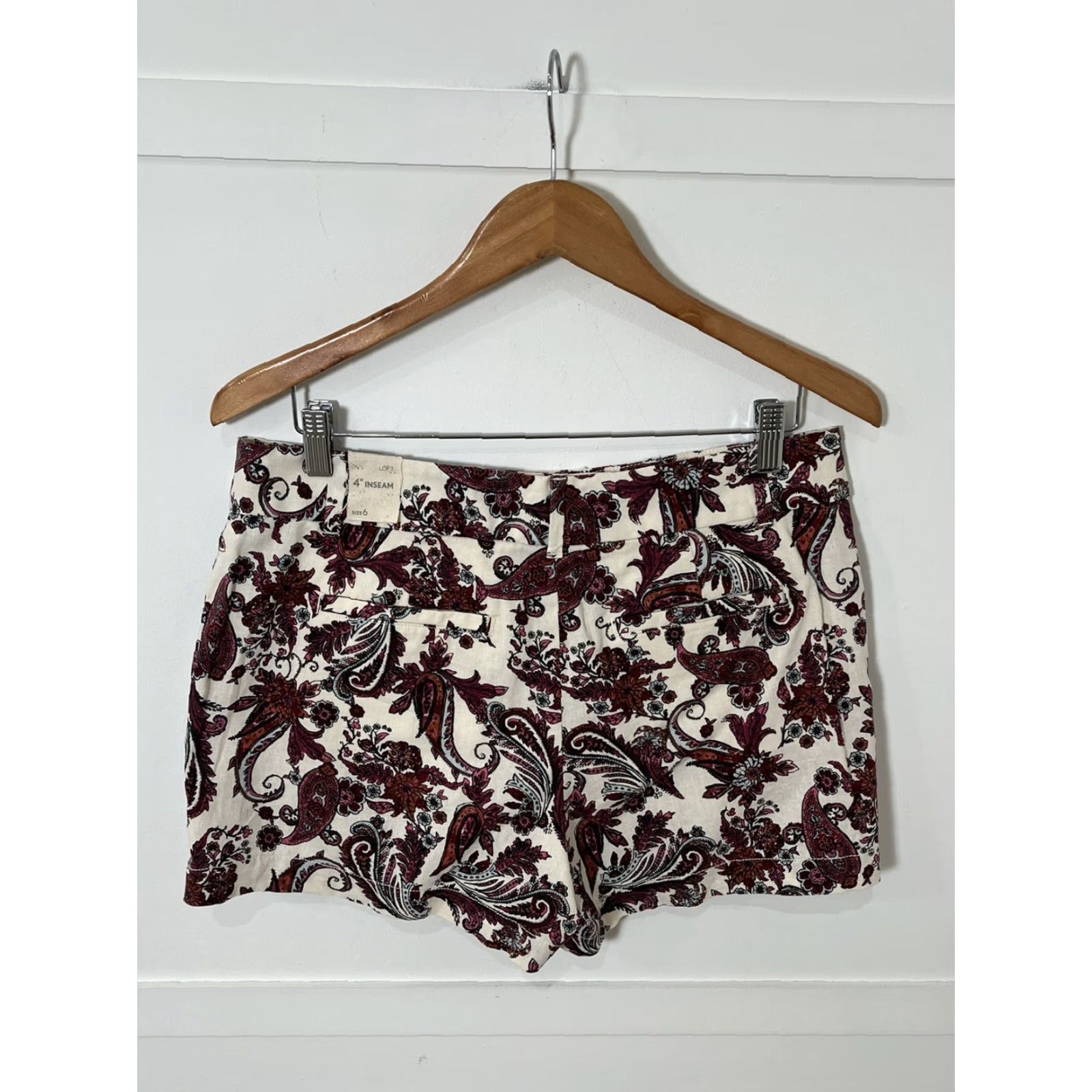 Loft Ann Taylor Loft Women's Linen Blend Shorts Size 6 Casual Multicolor Paisley Pockets 4-inch Inseam Size 28" / US 6 / IT 42 - 2 Thumbnail