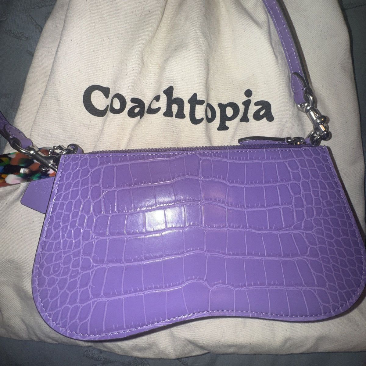 Coach Coachtopia New Never Used Purple Croc Print Baguette Size ONE SIZE - 9 Thumbnail