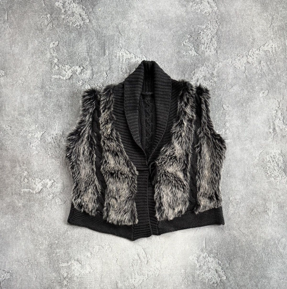 If Six Was Nine Retro Vest faux fur sweater sleeveless jacket Y2K L.G.B. Size XL / US 12-14 / IT 48-50 - 6 Thumbnail