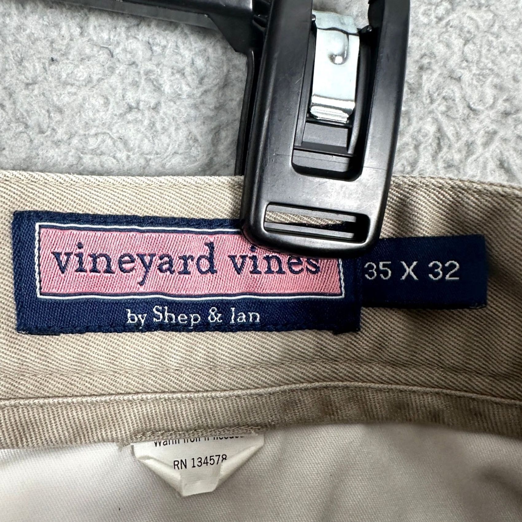 Vineyard Vines Vineyard Vines Pants Mens 35X32 Beige Straight Leg Chino Flat Front EUC Size US 35 - 3 Thumbnail