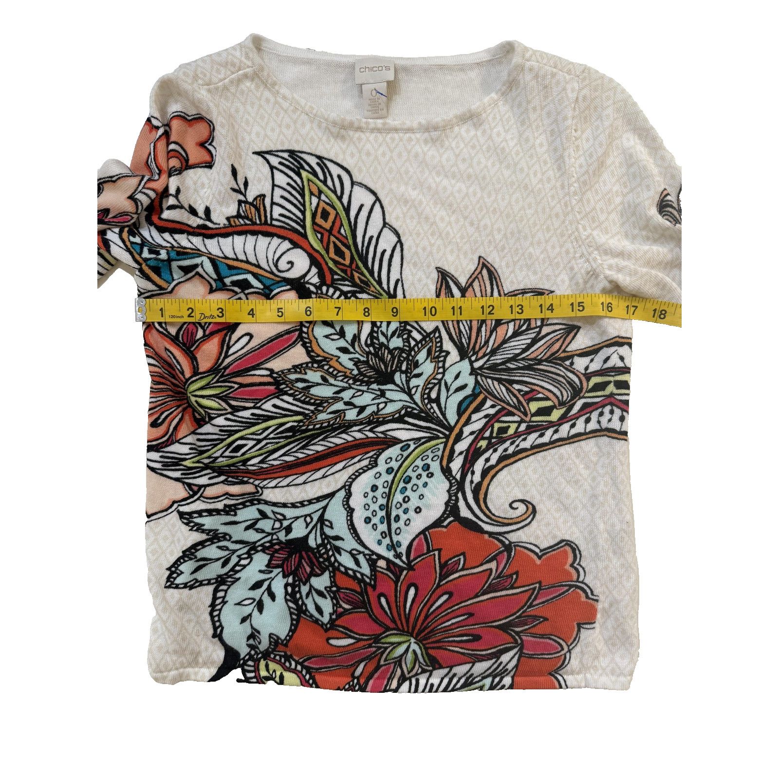 Chicos Chico's Sweater Womens Small 0 Multicolor Floral Crewneck Size S / US 4 / IT 40 - 4 Thumbnail