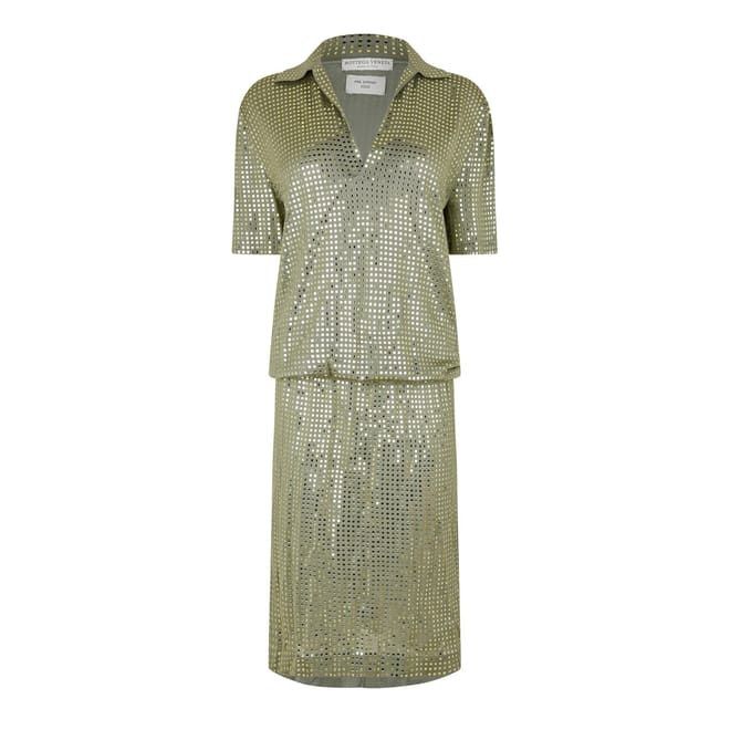 Bottega Veneta V-Neck Midi T-Shirt Dress in Green