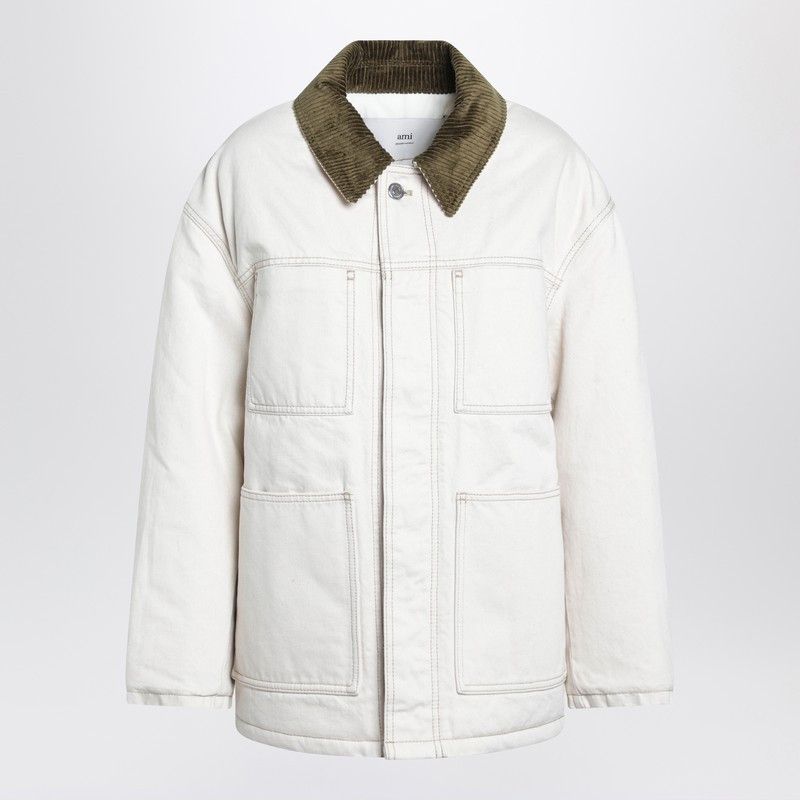 AMI Ami Paris Ivory Padded Worker Cotton Jacket Size S / US 4 / IT 40 - 1 Thumbnail