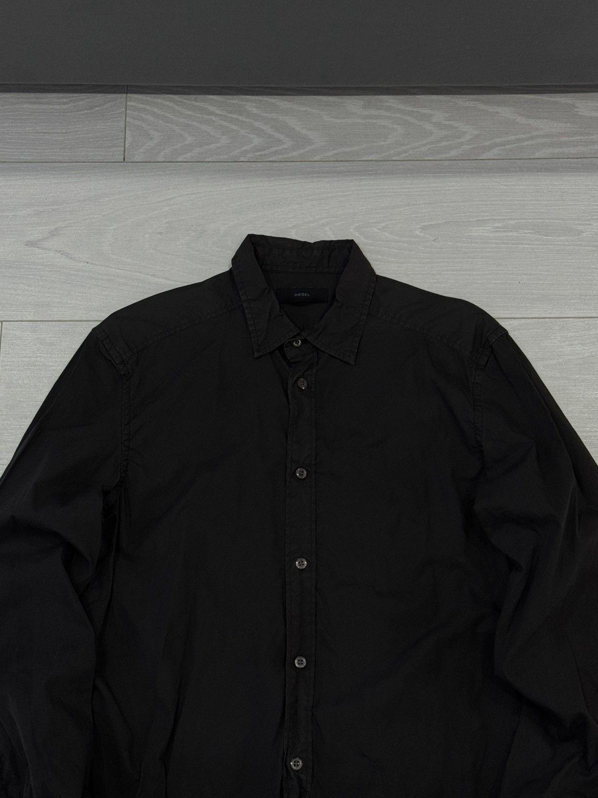 Diesel 2000s Button Up Shirt - Black Military Vintage Size M