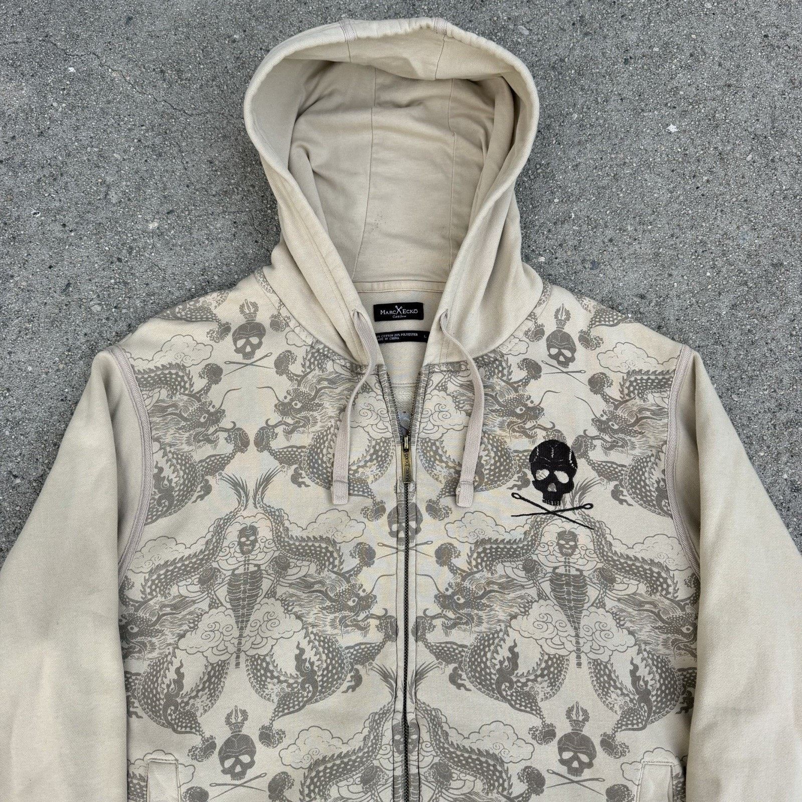 Ecko Unltd. × Ed Hardy × Marc Ecko Vintage Y2K Marc Ecko Cut & Sew Skull Dragon Paisley Hoodie Size US L / EU 52-54 / 3 - 2 Thumbnail