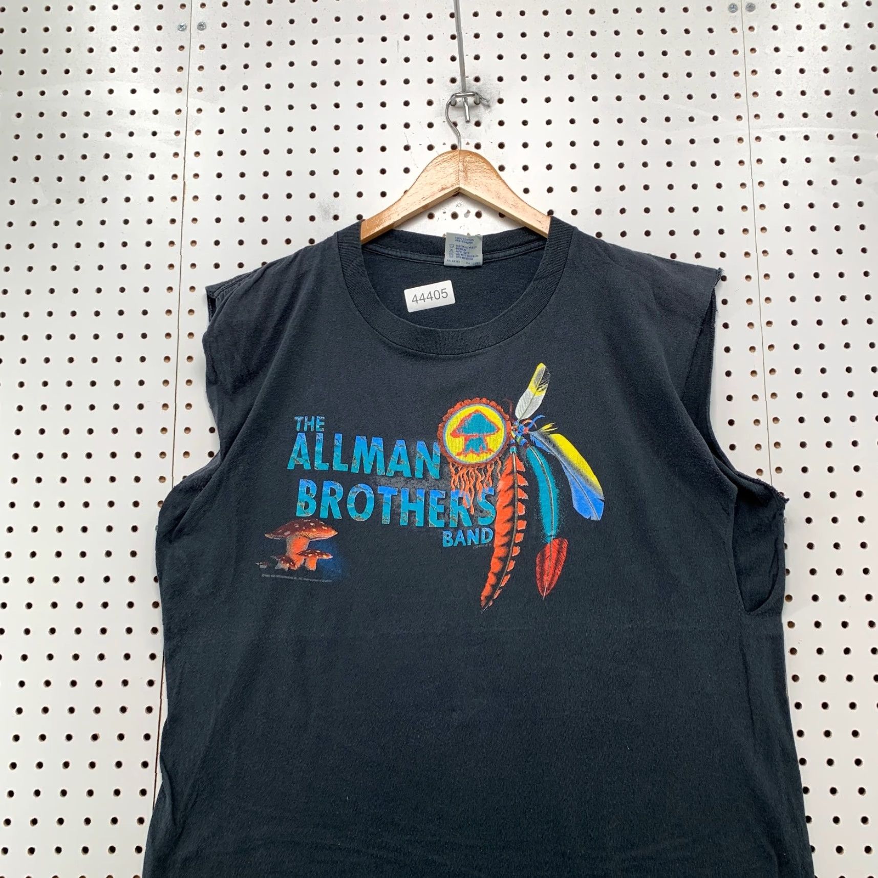VINTAGE Allman Brothers Brockum Sleeveless T Shirt Mens 2XL Black Cotton 90s Music