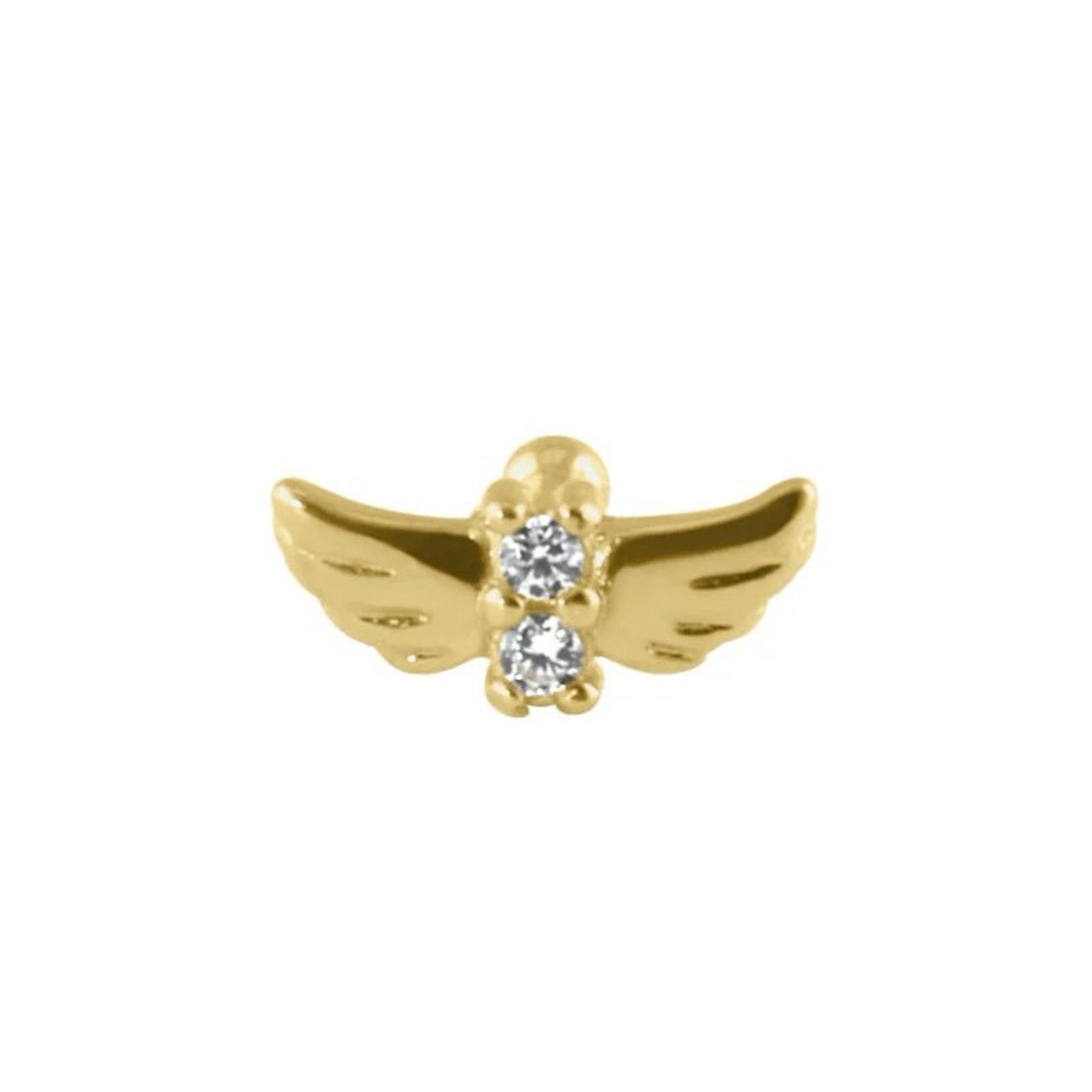 NBDN Nobrandedon Solid 14K Gold CZ Wings Nose Stud New Size ONE SIZE - 2 Thumbnail