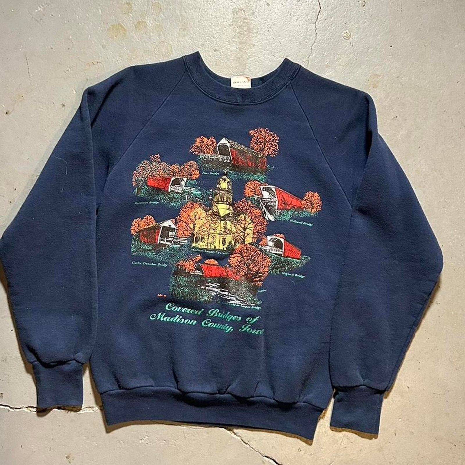 Fruit Of The Loom 90s navy blue grandma style mock neck sweater Size US M / EU 48-50 / 2 - 1 Thumbnail