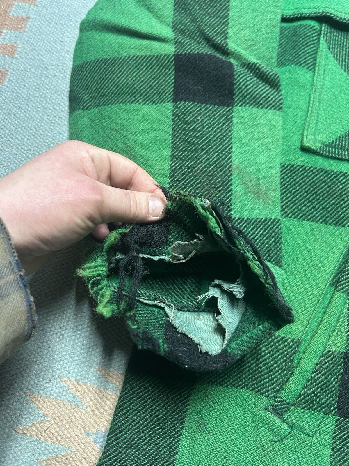 Vintage 80s LL Bean wool cruiser jacket buffalo plaid distressed L Size US L / EU 52-54 / 3 - 5 Thumbnail
