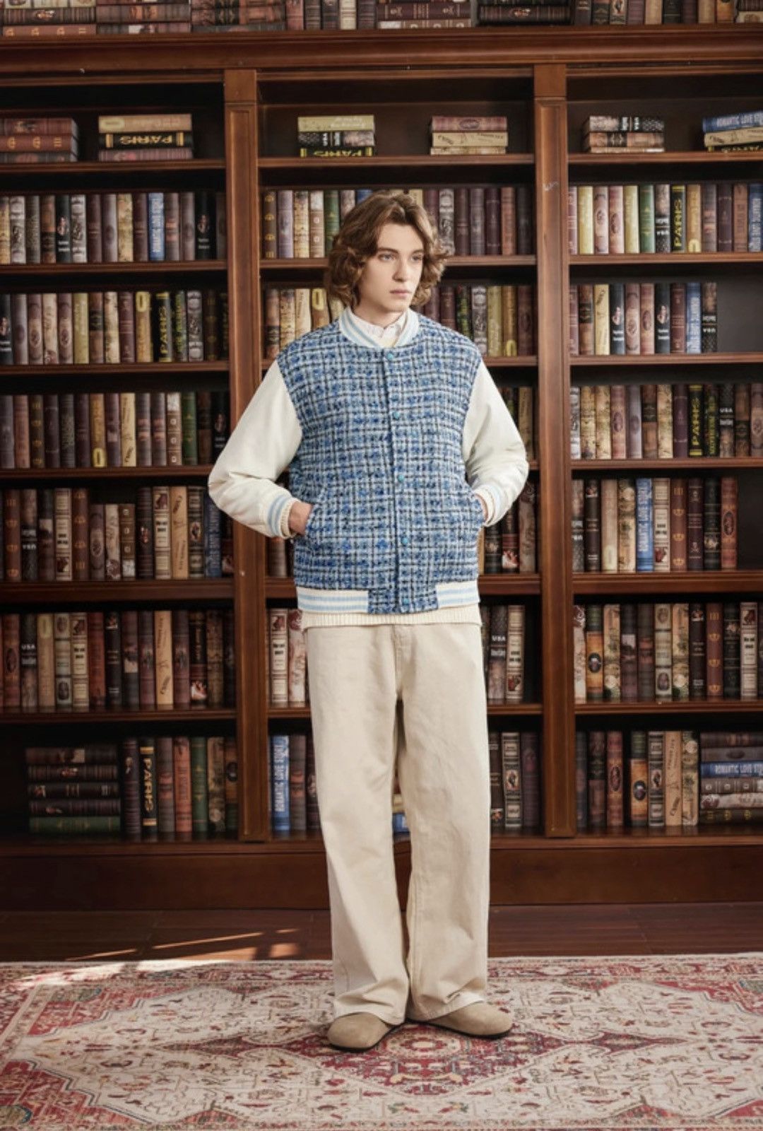 YITAI Marine Tweed Varsity Jacket Size US L / EU 52-54 / 3 - 12 Thumbnail