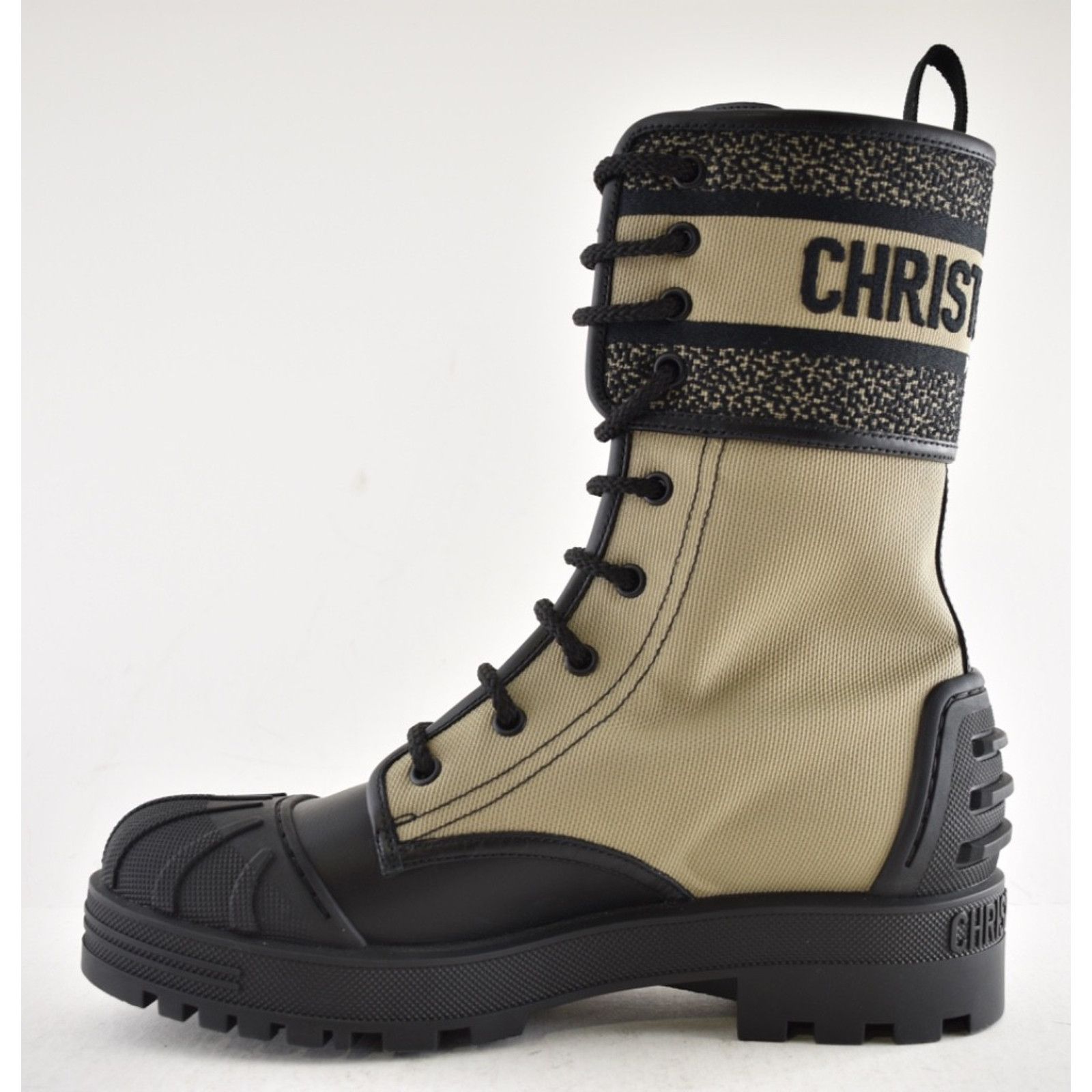 Dior Dior D-Major Black Taupe Logo Military Combat Lace Up Tie Size US 8.5 / IT 38.5 - 11 Thumbnail