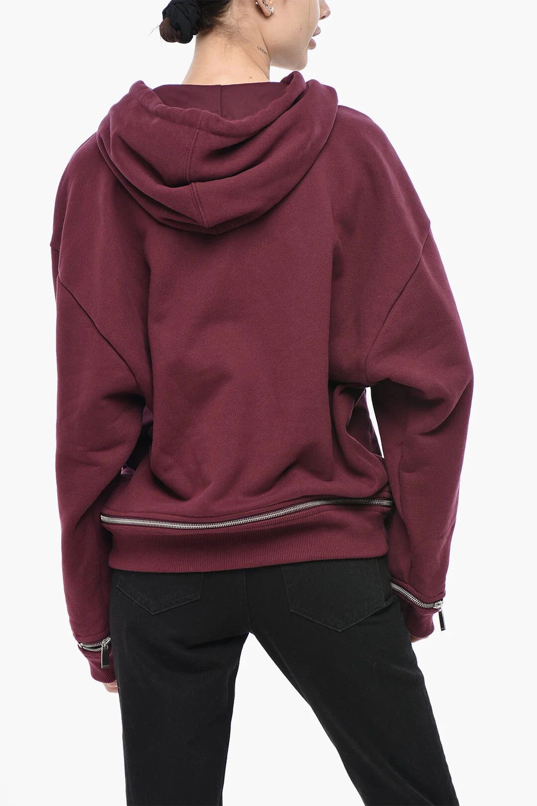 Off-White og1mm0426 Brushed Cotton Hoodie in Burgundy Size XS / US 0-2 / IT 36-38 - 2 Thumbnail