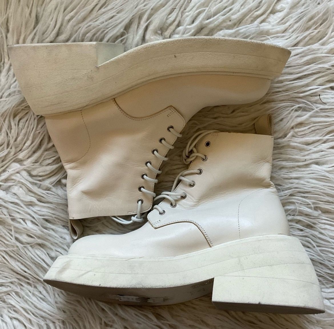 Marsell Marsèll Microne Chunky Ivory White Platform Boots Size US 5 / IT 35 - 2 Thumbnail