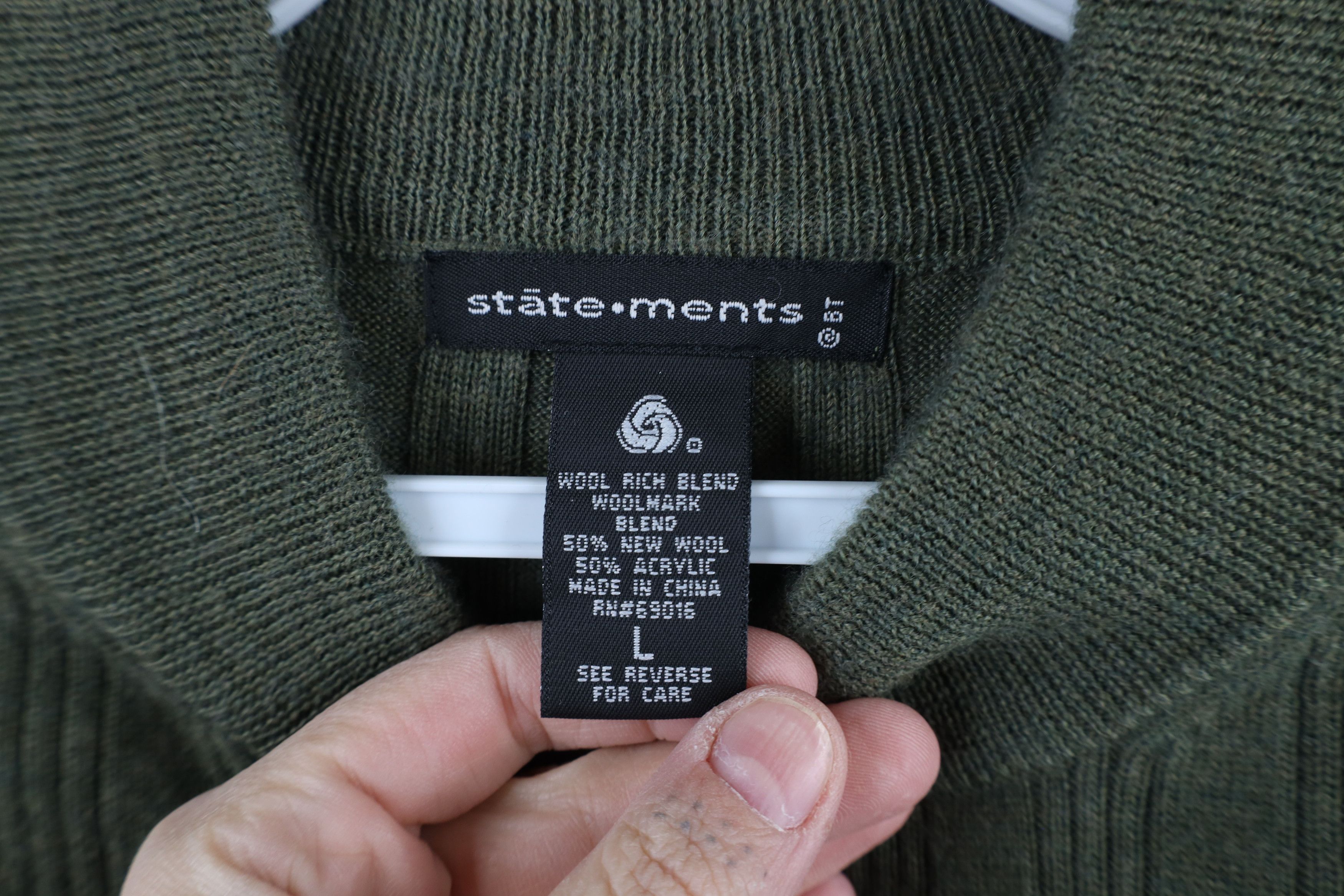 Vintage Vintage 90s Streetwear Merino Wool Ribbed Knit Sweater Green Size US L / EU 52-54 / 3 - 6 Thumbnail