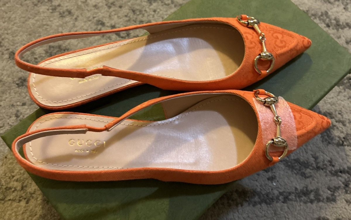 Gucci Gucci Horsebit GG Print Fabric Upper 1.5cm Flats Orange Size US 7.5 / IT 37.5 - 4 Thumbnail