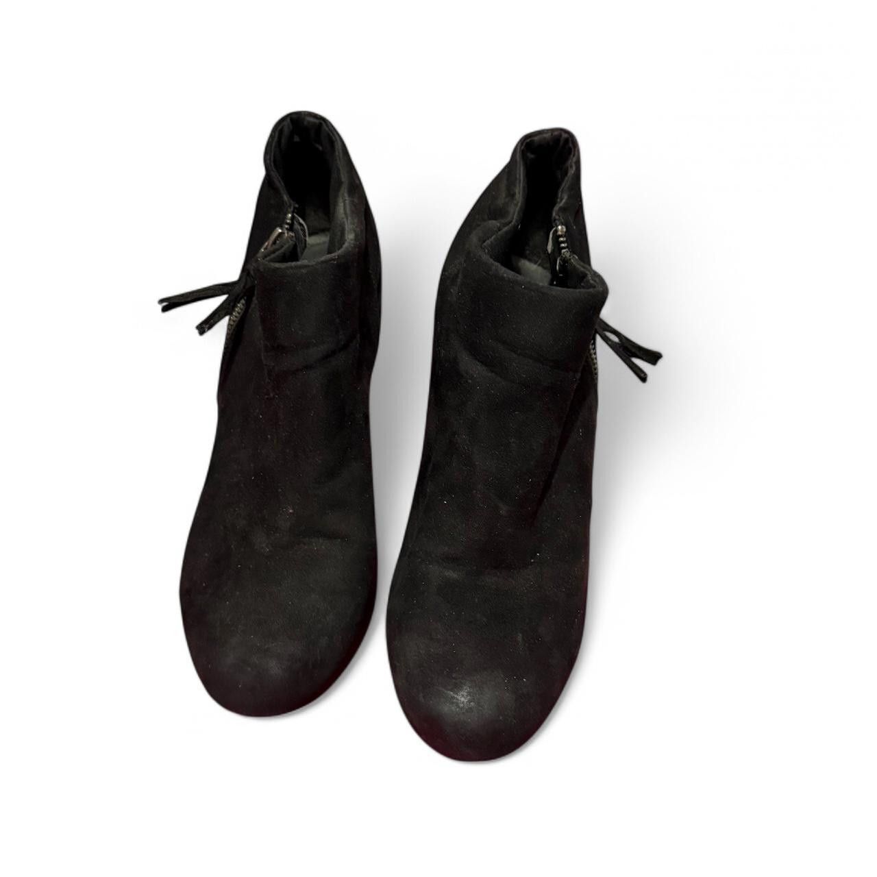 Designer Chic Black Suede Ankle Booties with Zipper Size US 10 / IT 40 - 4 Thumbnail