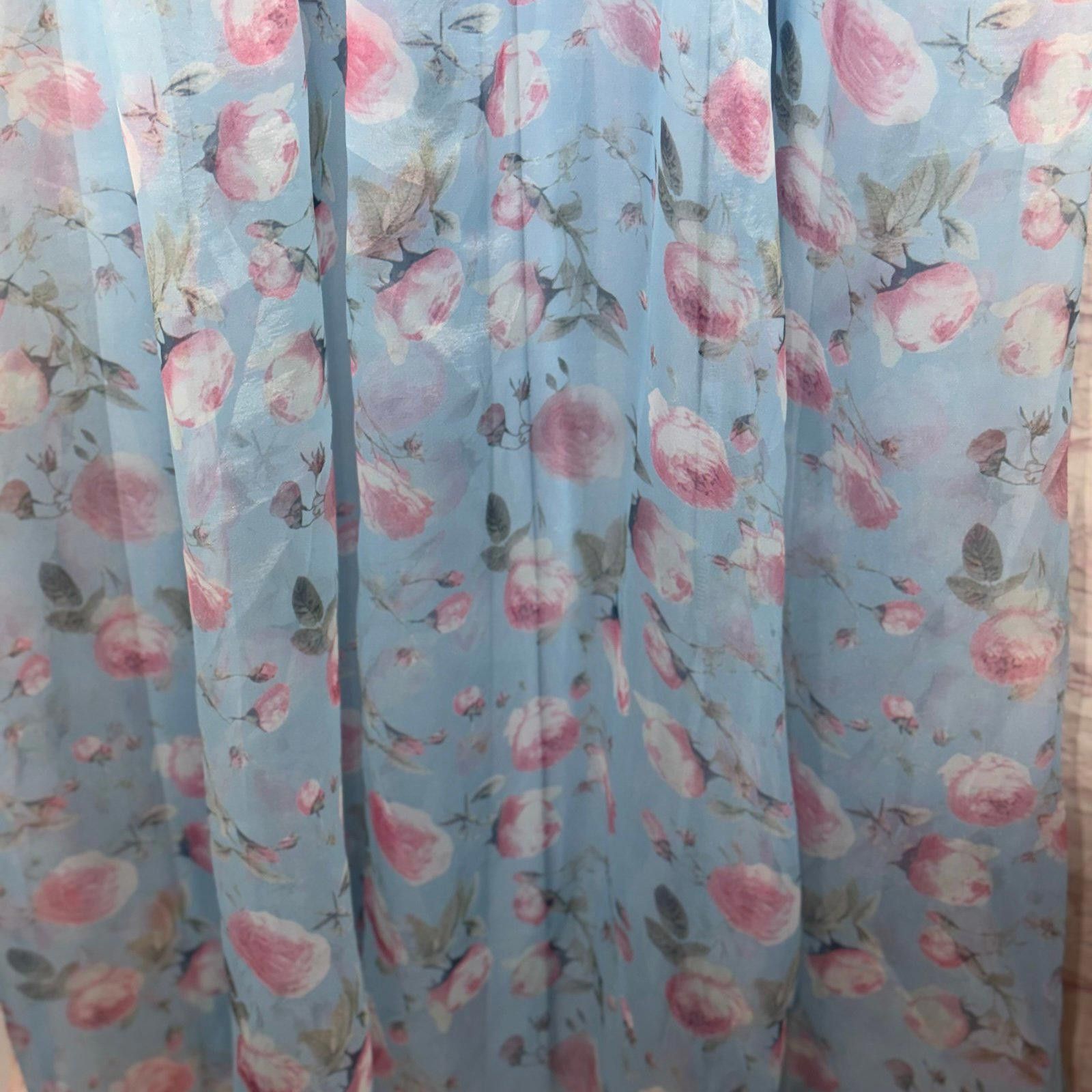 Lulus Lulus Garden Romance Blue Floral Print Organza Large NWT Size L / US 10 / IT 46 - 8 Thumbnail