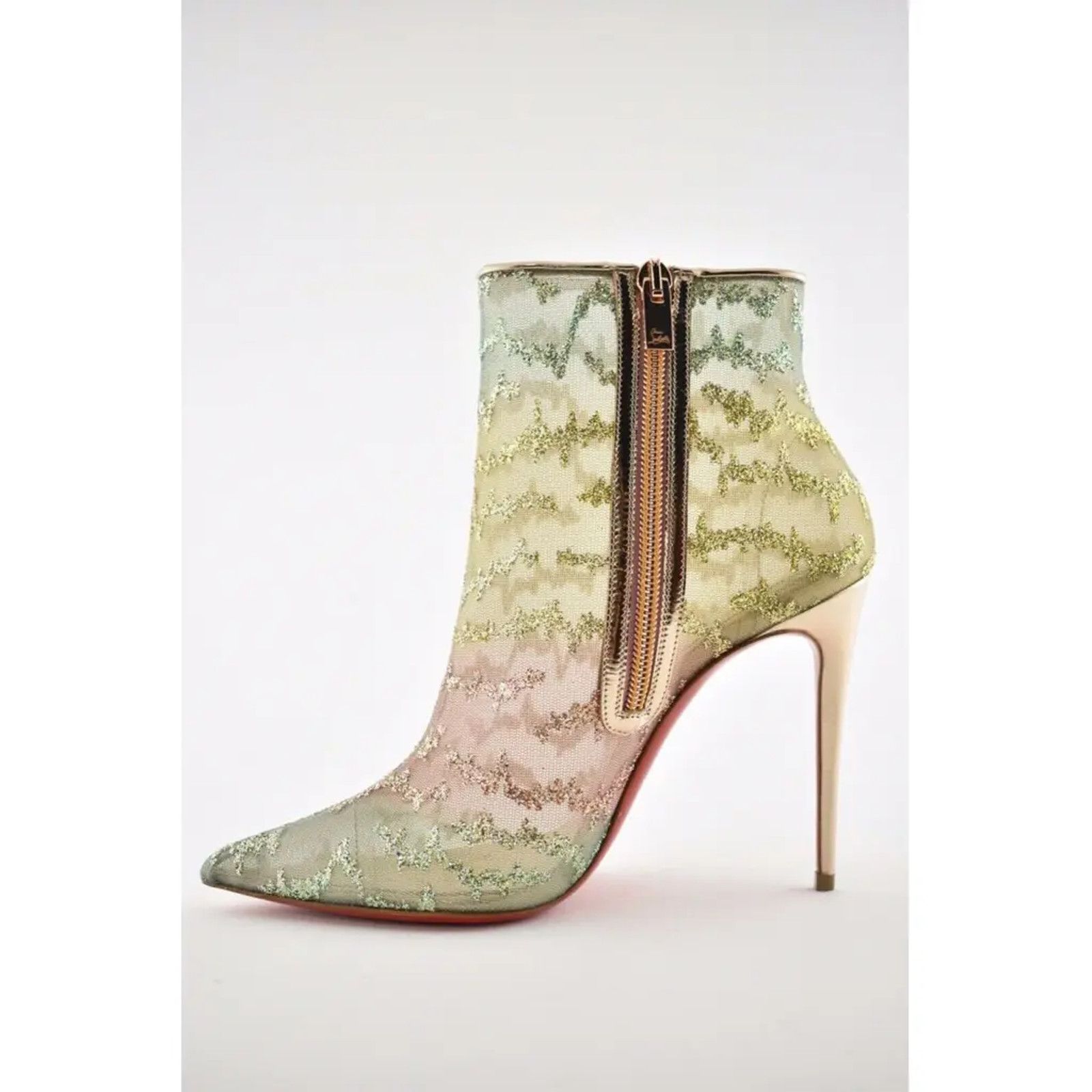 Christian Louboutin Christian Louboutin Nancy Bootie 100 Multicolor Glitter Mesh Size US 10 / IT 40 - 8 Thumbnail