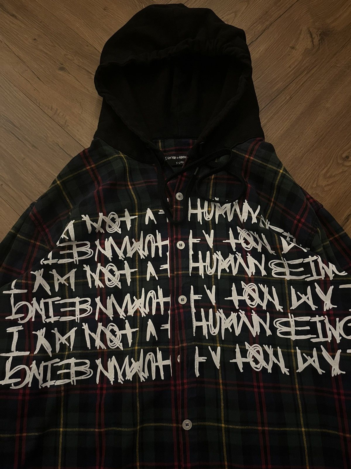 I Am Not A Human Being × If Six Was Nine 2000s I Am Not A Human Being - Graphic Plaid Hoodie Shirt Size US XL / EU 56 / 4 - 4 Thumbnail