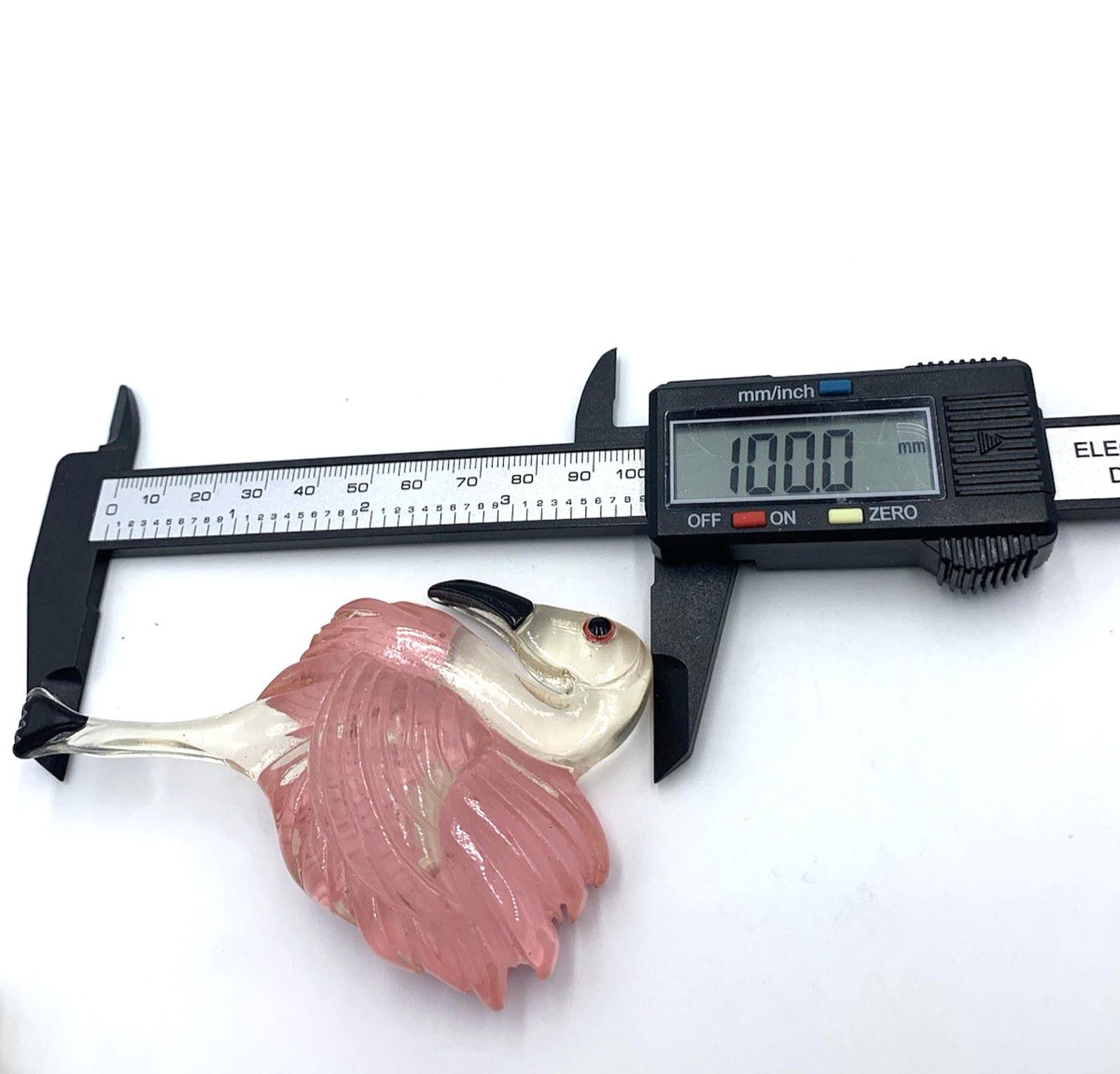 Other Flamingo Reverse Etched Pink Black Large Brooch Lucite Bird Size ONE SIZE - 4 Thumbnail