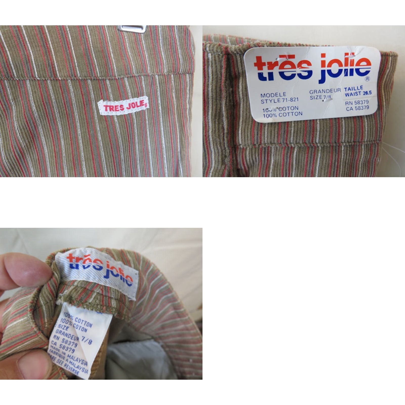 Vintage VINTAGE Tres Jolie Jeans Pants stripe corduroy 7/8 Brown 1970s Hippie Everyday Mens Womens Boys Girls Size 28" / US 6 / IT 42 - 8 Thumbnail