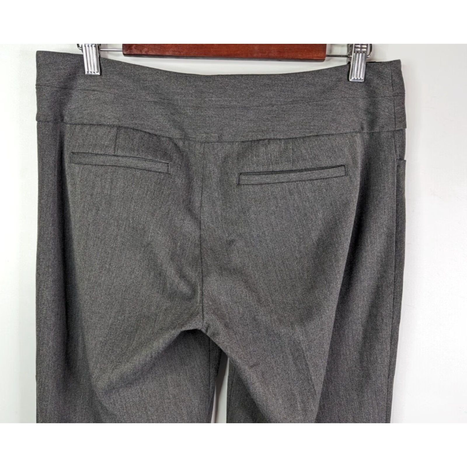 Express Express Editor Pants Wide-Leg Womens Size 6R Gray Charcoal Knit Polyester Blend Belt Detail Career Dress Pant (Defect) Size 28" / US 6 / IT 42 - 5 Thumbnail