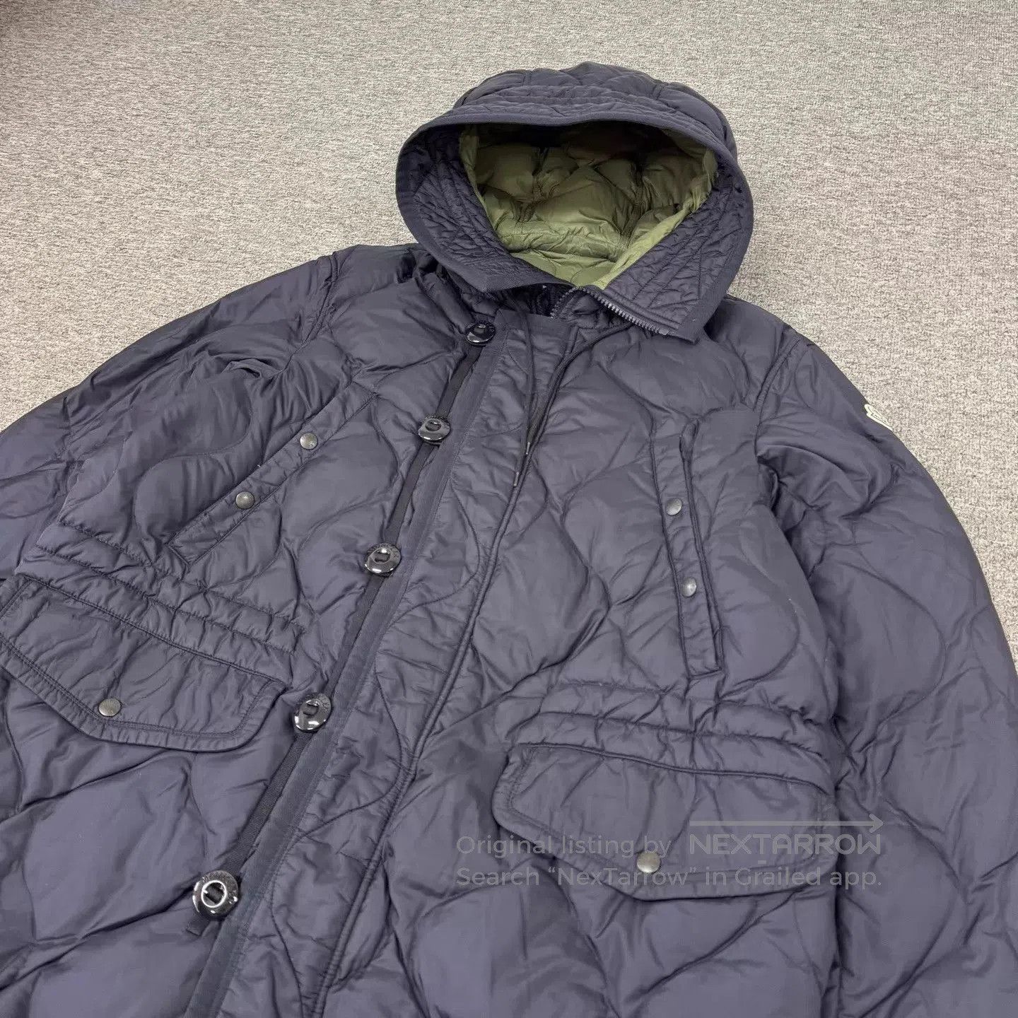 Moncler Blue Quilted Hooded Coat - XXL. Size US XXL / EU 58 / 5 - 4 Thumbnail