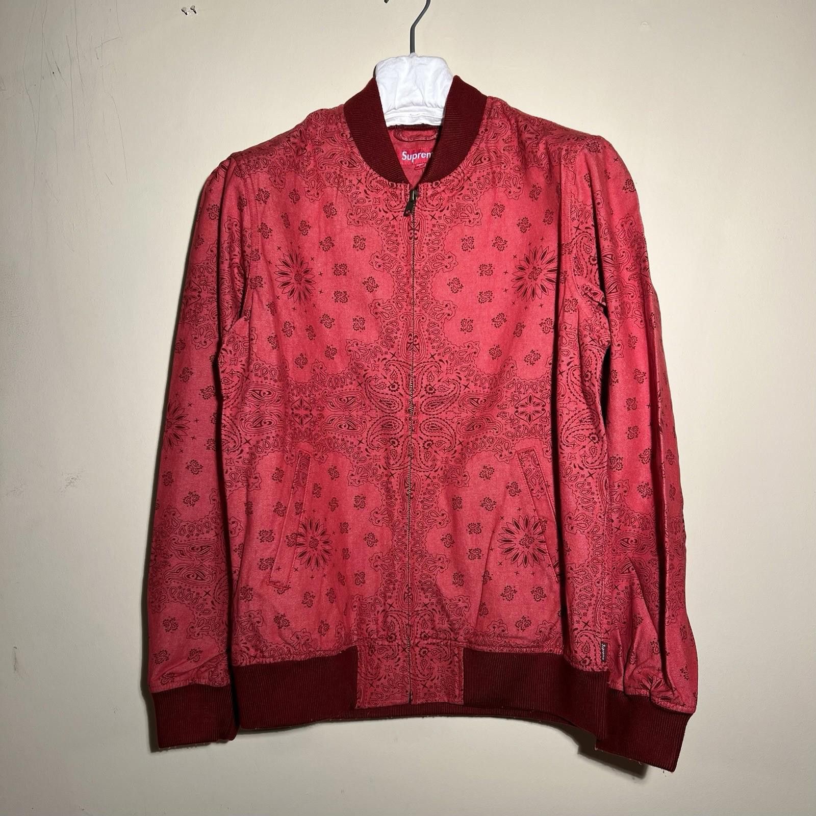 SS13 SUPREME Denim Campus Jacket Bandana Red Size L