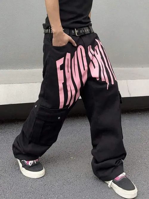 Japanese Brand Graphic Baggy Drip Drill Cargo Size US 36 / EU 52 - 3 Thumbnail