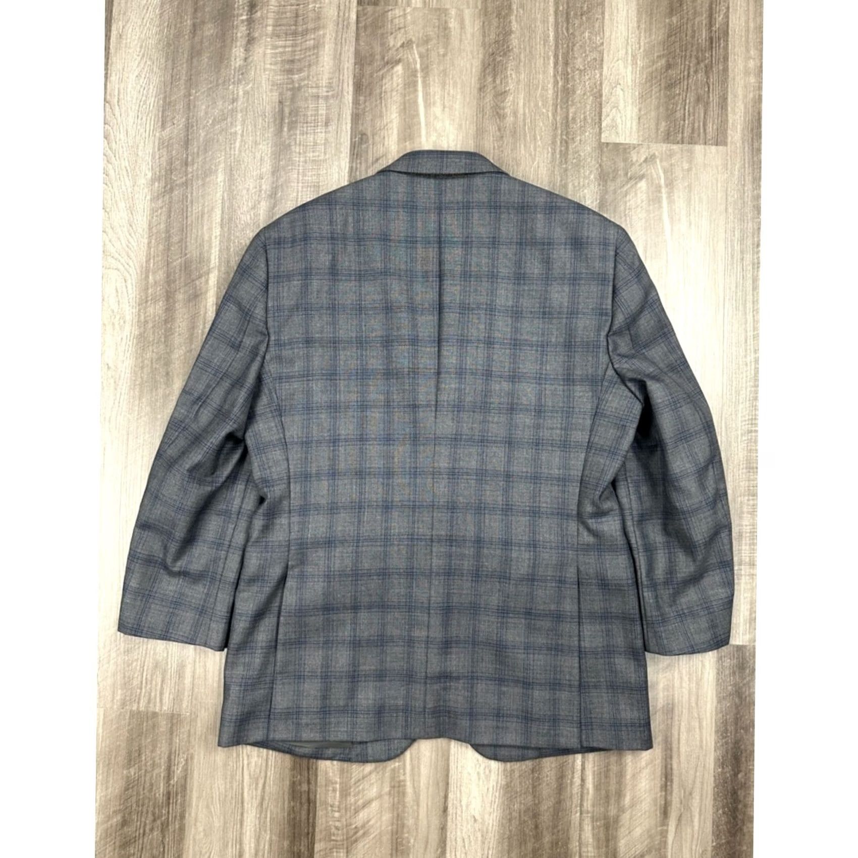 Jos. A. Bank Jos. A. Bank Traveller Blazer Shirt 42R Mens Wool Plaid 2 Piece Tailored Fit Blazer - Gray Charcoal Black Blue 42R Size 42R - 2 Thumbnail