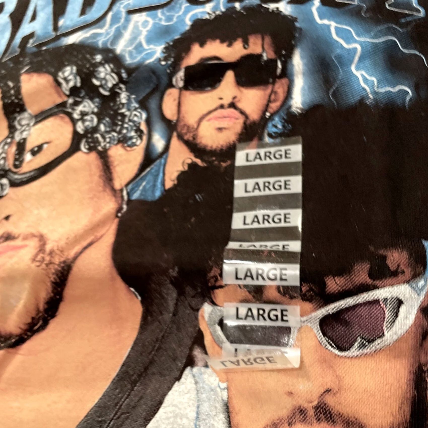 Vintage BAD BUNNY EL ULTIMO TOUR T Shirt Men L Blue Graphic Tee New Excellent Size US L / EU 52-54 / 3 - 7 Thumbnail