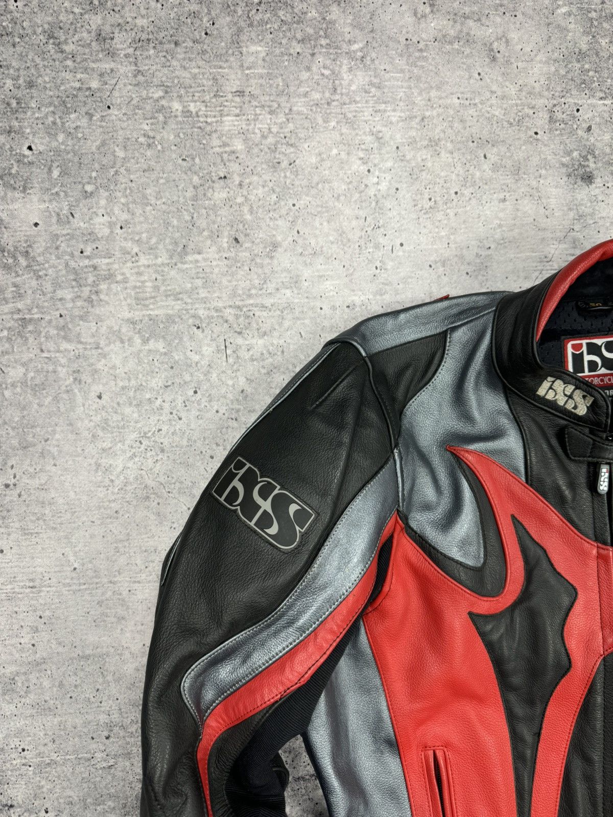 Genuine Leather × Vintage Vintage IXS Y2K Leather Reflective Racing Moto Bomber Jacket Size US M / EU 48-50 / 2 - 8 Thumbnail