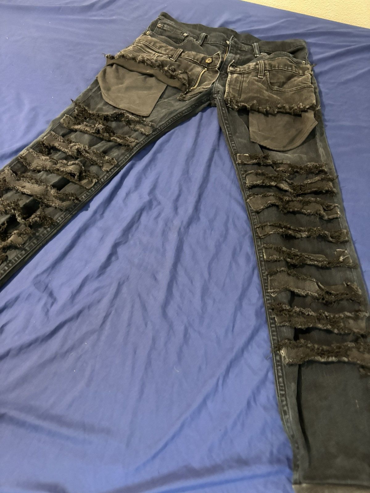 Other Doubled Upper Distressed Stacked Jeans Size US 32 / EU 48 - 6 Thumbnail
