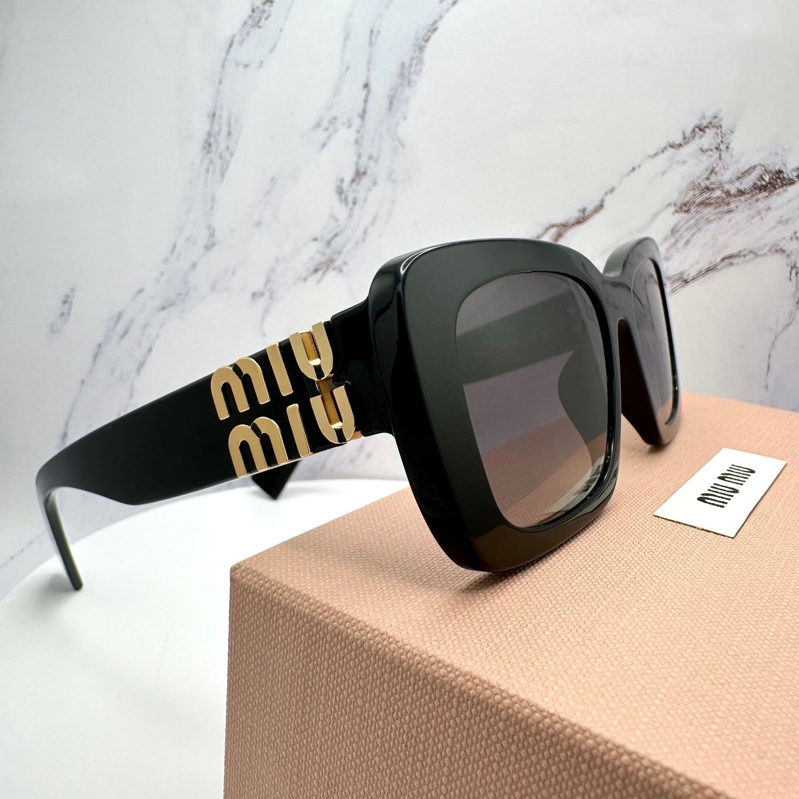 Miu Miu New MIU MIU Sunglasses Black Gold Metal Logo Authentic Size ONE SIZE - 22 Thumbnail