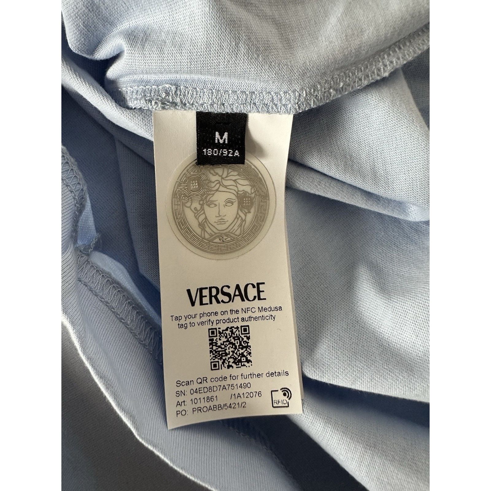 Versace Versace Medusa Print Light Blue Jersey T-Shirt M 1011861 Size US XS / EU 42 / 0 - 13 Thumbnail