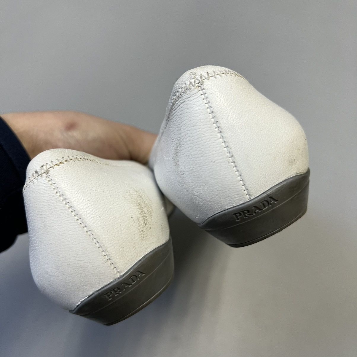 Prada Prada White Leather Bow Ballet Flats Vintage Size US 7 / IT 37 - 12 Thumbnail