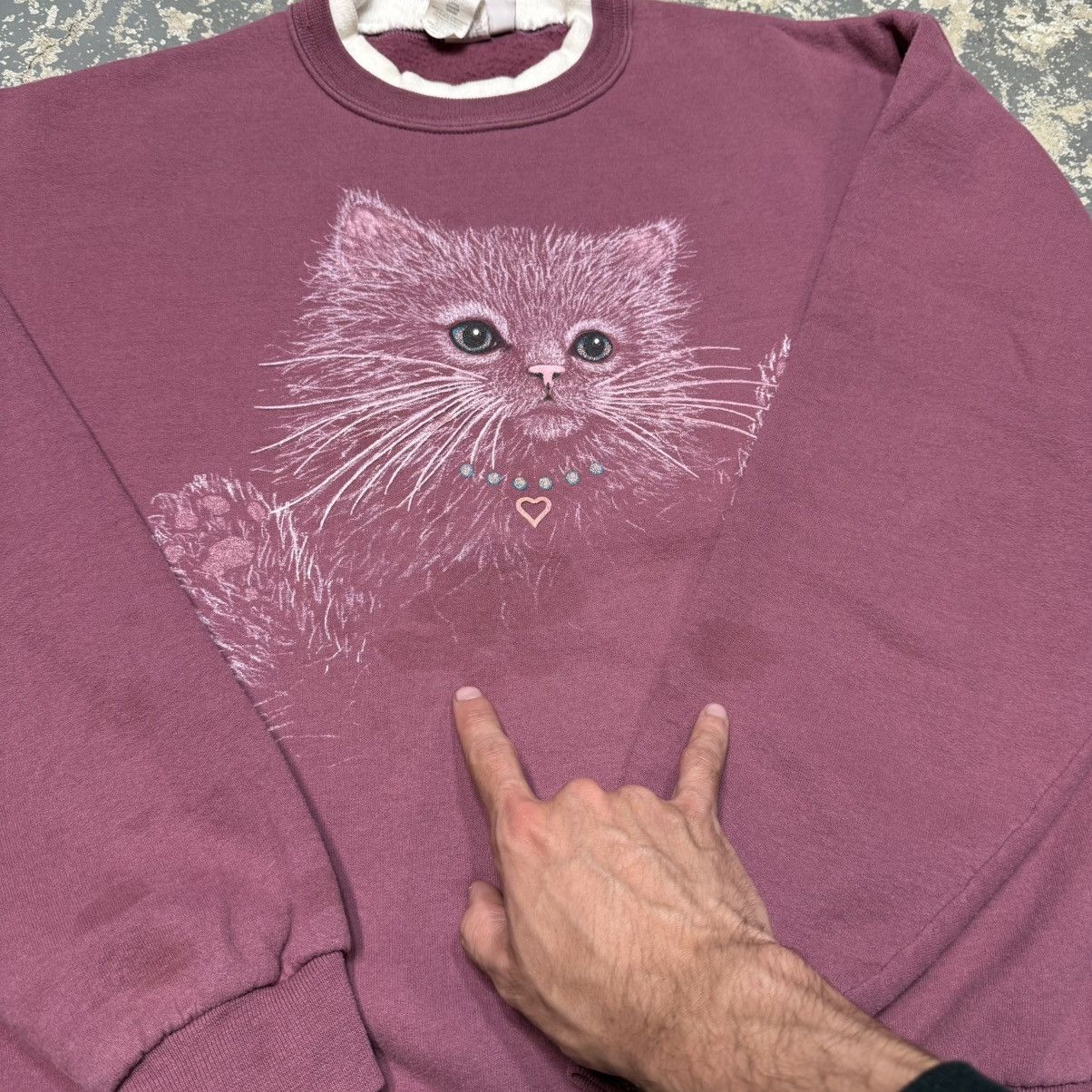 Vintage Vintage Cat Pink Cute Nature Crewneck Sweatshirt 90s Size US L / EU 52-54 / 3 - 13 Thumbnail