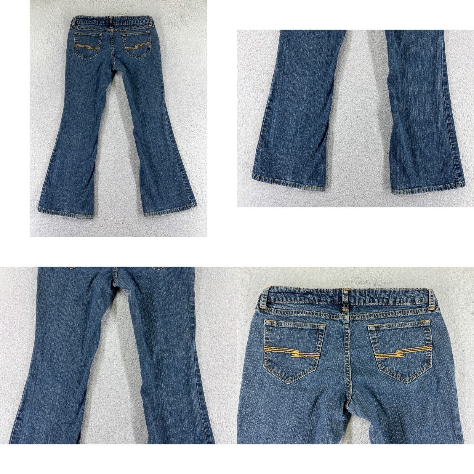Vintage Arizona Jeans Co Jeans Womens 7 Blue Denim Flared 28x27 Cotton Distressed Zipper Cowboy Southwestern American Designer 90s Mens Girls? Size 28" / US 6 / IT 42 - 9 Thumbnail