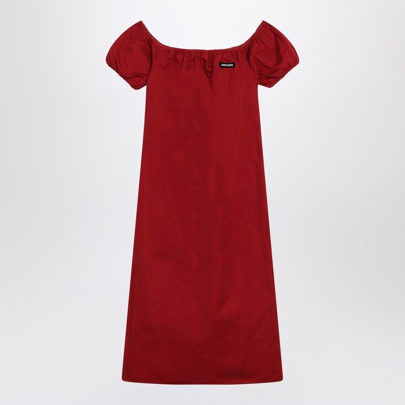 Miu Miu Miu Miu Midi Dress With Off-The-Shoulder Design And Logo Detail Size S / US 4 / IT 40 - 1 Thumbnail