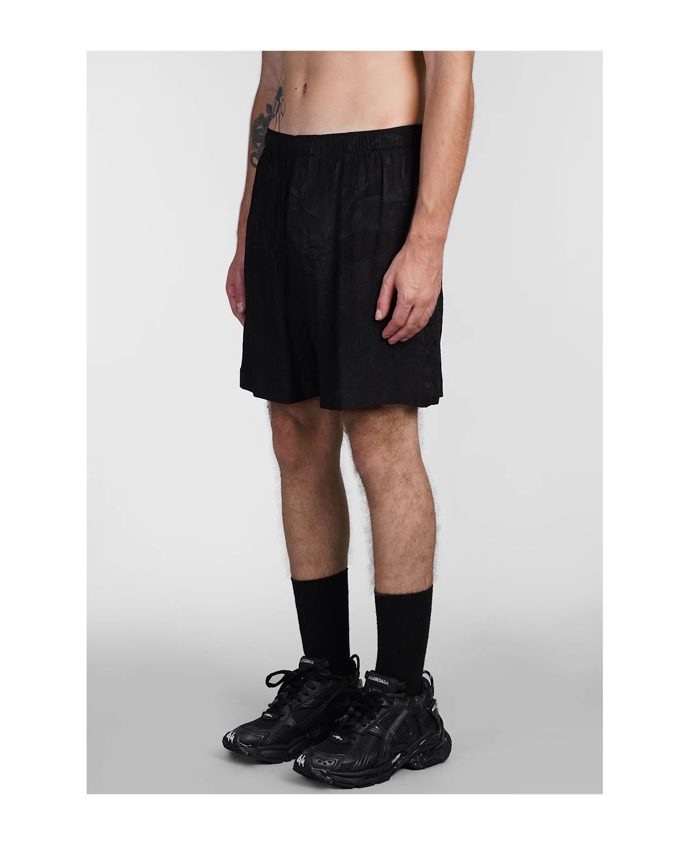 Balenciaga o1srvl11e0226 Tropical Flowers Pyjama Shorts In Black Size US 34 / EU 50 - 4 Thumbnail