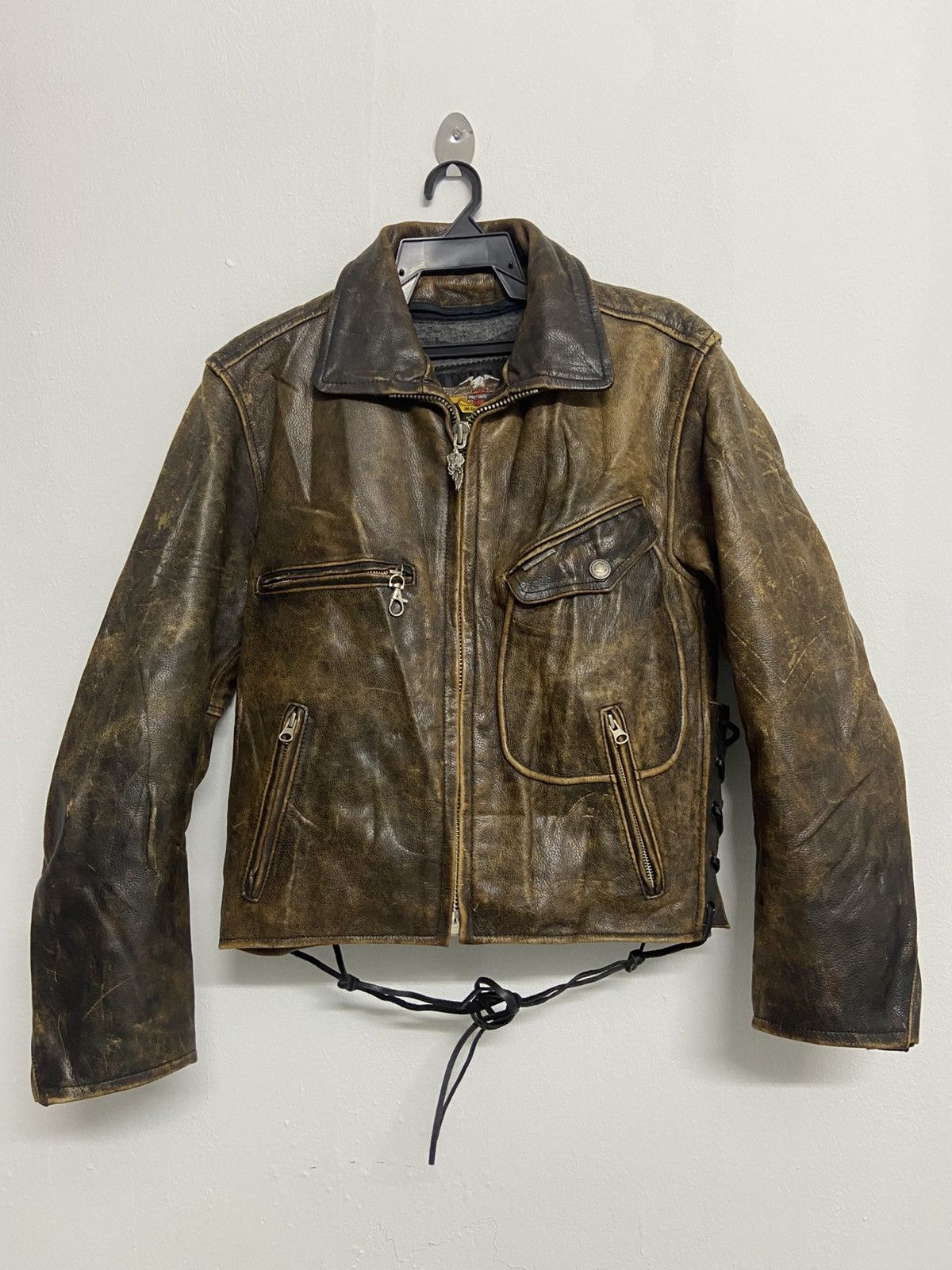 Harley Davidson Vintage Harley Davidson Leather Jacket Biker Brown jacket Size US M / EU 48-50 / 2 - 1 Thumbnail