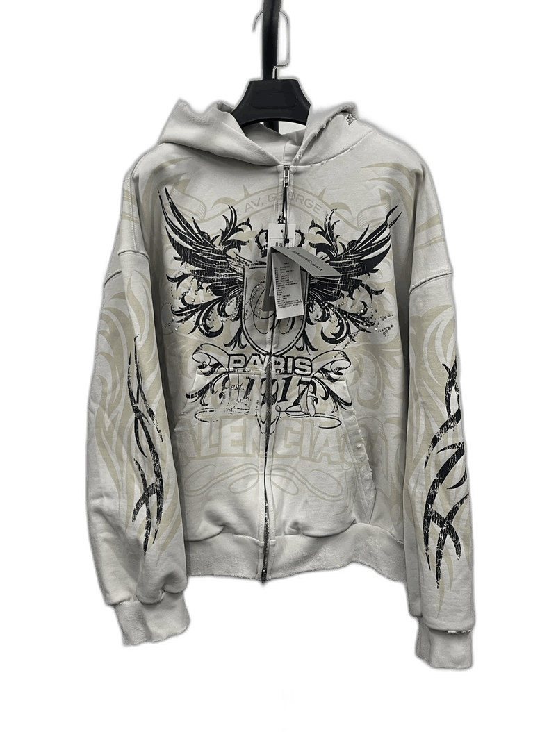 Balenciaga Balenciaga Graphic Pattern Zip-Up Hooded Jacket Size US L / EU 52-54 / 3 - 1 Thumbnail