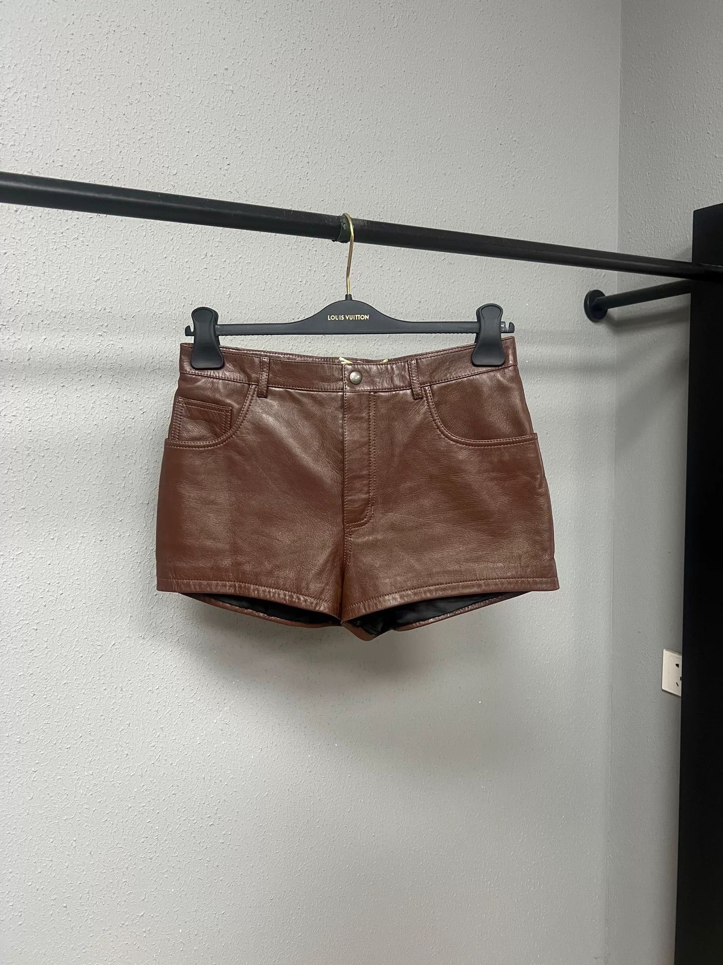 Saint Laurent Paris Brown Leather Shorts by Yves Saint Laurent Size 38" / US 16 / IT 52 - 1 Thumbnail