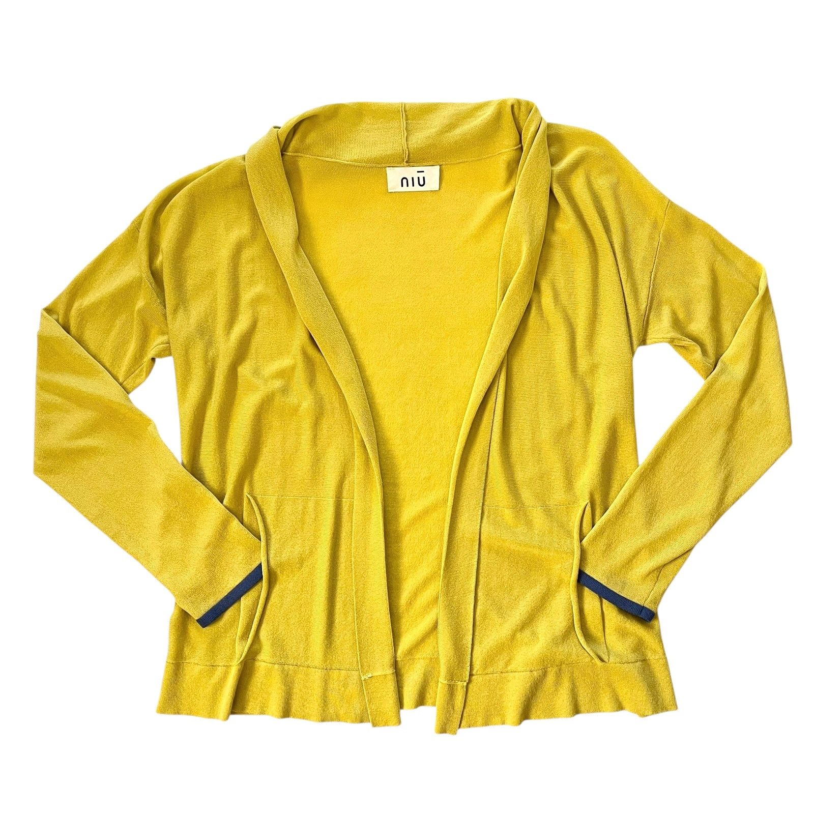 Other NIU Yellow Lightweight Jersey Shawl Collar Open Cardigan NIŪ Size M / US 6-8 / IT 42-44 - 1 Thumbnail