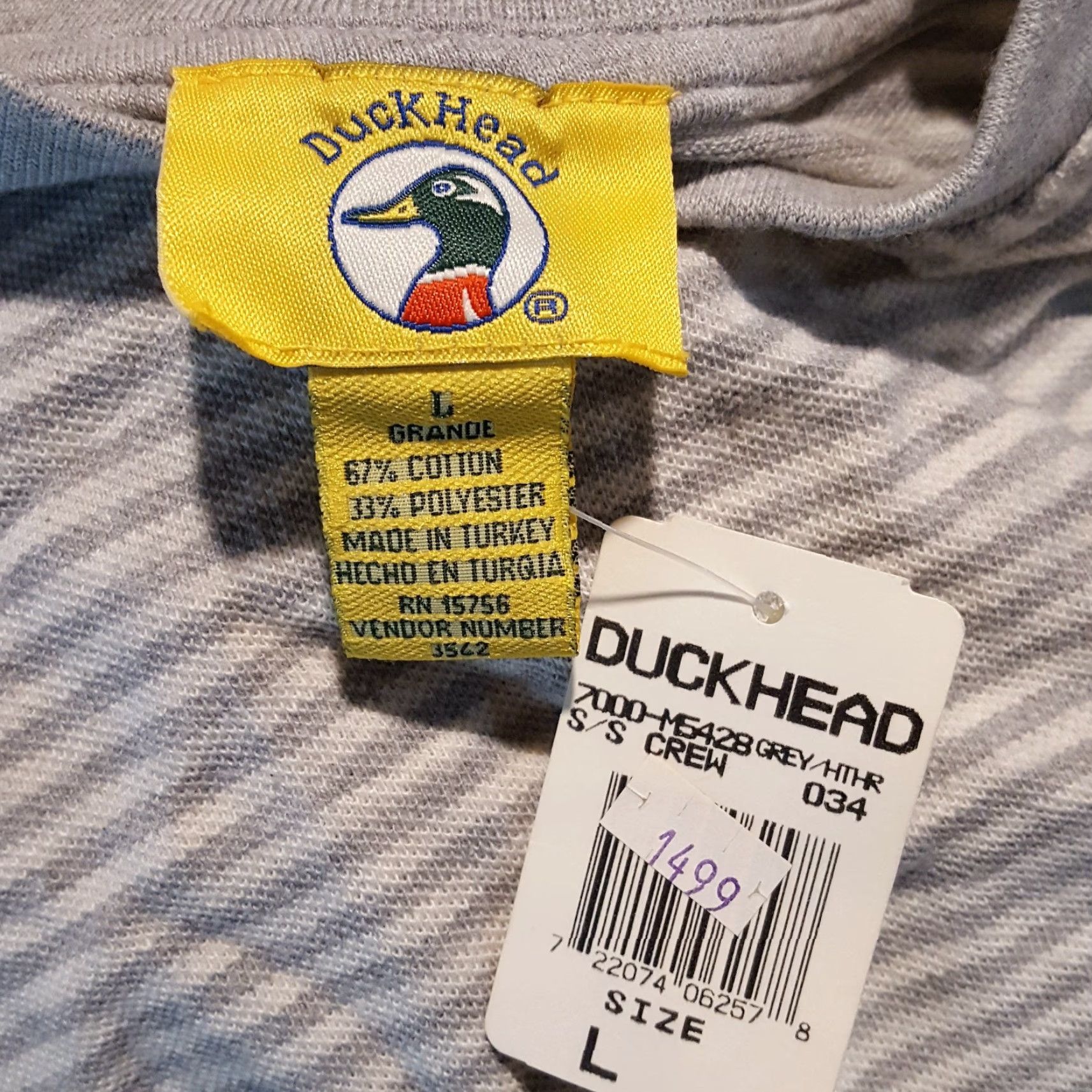 Vintage VINTAGE Duck Head Tee Shirt Striped 90s Grunge Surf Skate Y2K Mens Size L Gray T-Shirt Size US L / EU 52-54 / 3 - 5 Thumbnail