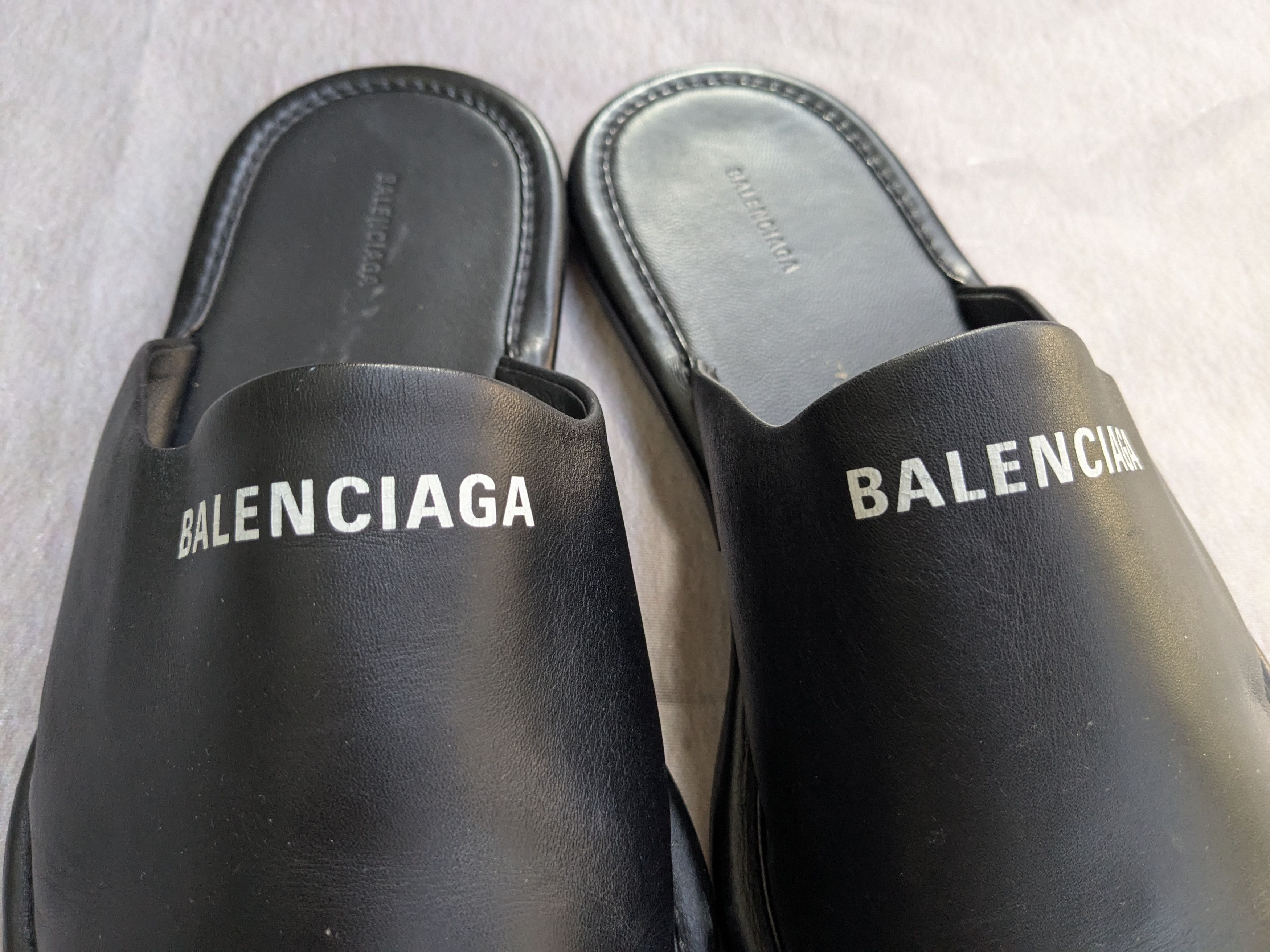 Balenciaga Balenciaga Leather Slippers Black Leather 7 40 Sandals Mules Size US 7 / EU 40 - 3 Thumbnail