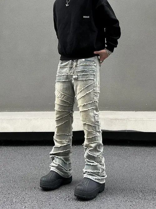 VIBE Embroidery Stacked Flare Denim Jeans Size US 34 / EU 50 - 2 Thumbnail