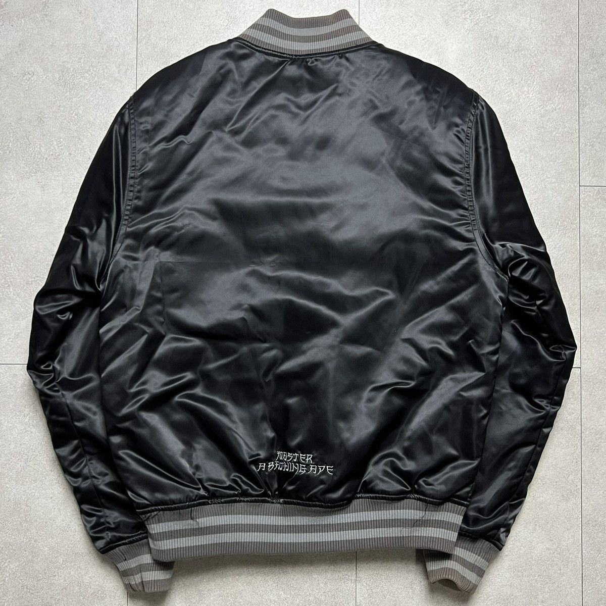 Bape Bape Black Satin Virsity Bombes Jacket Size US M / EU 48-50 / 2 - 2 Thumbnail