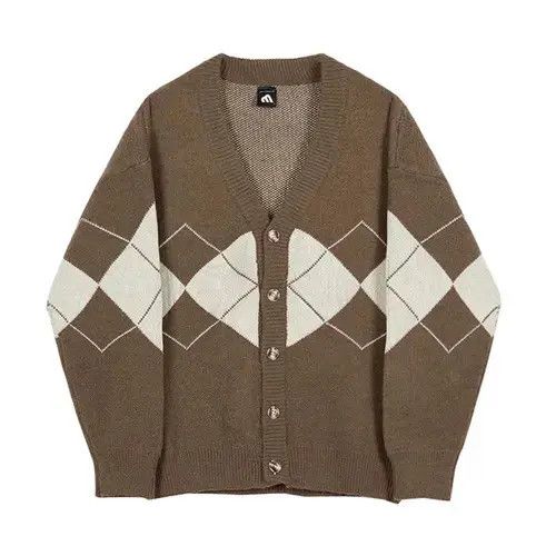 VIBE Argyle Knit Cardigan Sweater Pullover Size US M / EU 48-50 / 2 - 1 Thumbnail