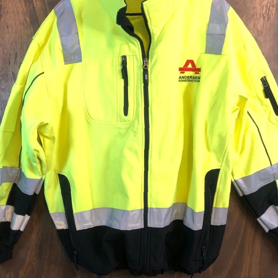 Vintage Max Mens Jacket Yellow Black Andersen Construction Workwear PPE 2XL Bomber Zip Polyester Full Zip Big & Tall Mens Jacket Size US XXL / EU 58 / 5 - 3 Thumbnail